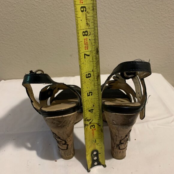 Black Cork High Heel Sandals 6 1/2 - Picture 6 of 6
